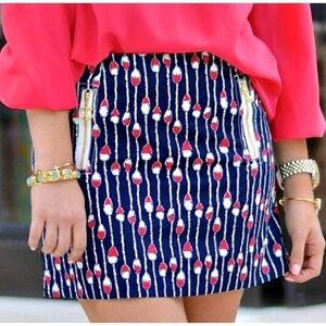 Lilly Pulitzer Tate Skirt Buoy Print Swim Lanes Mini Cotton Womens Size 0 Anchor